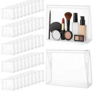 25 Clear Makeup Storage Bag 8.25"x7"x2 Mini PVC Waterproof Cosmetic Zip Reusable